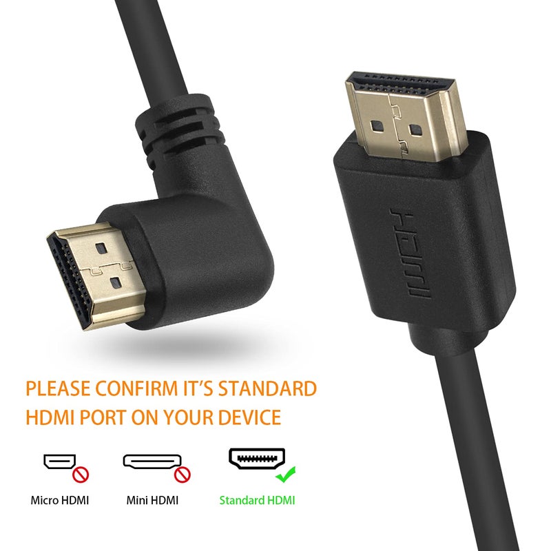 Poyiccot HDMI 2.0 Male to Male Cable 90 Degree, 2 Feet / 60cm Gold Plated High Speed HDMI Male to Male Right Angle Cable 60Hz, 4K * 2K (M/M Right) - Image 5